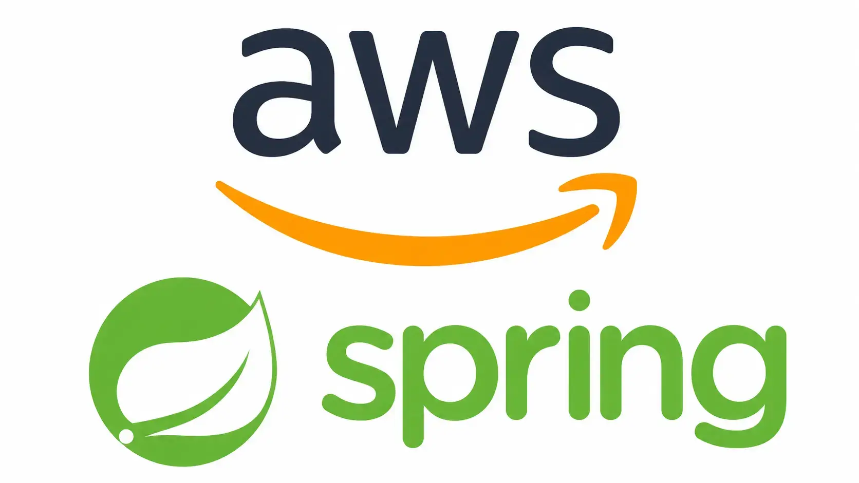 A banner containing AWS logo on the top and spring boot logo on the bottom